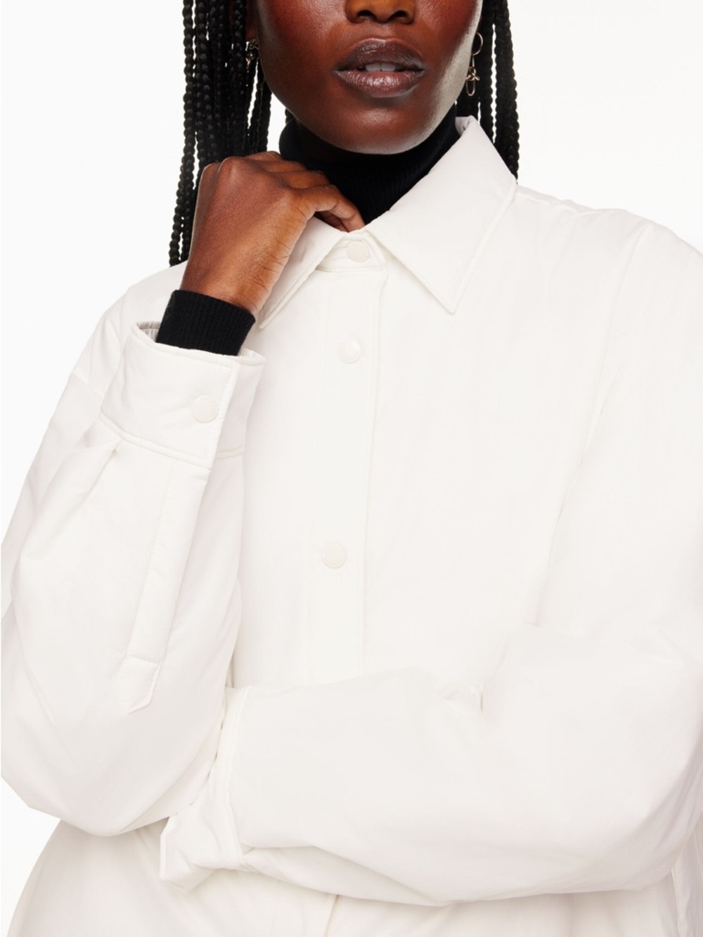 Babaton Merit Jacket - Insulated Vegan Down shacket - white light birch colour - Picture 3 of 11